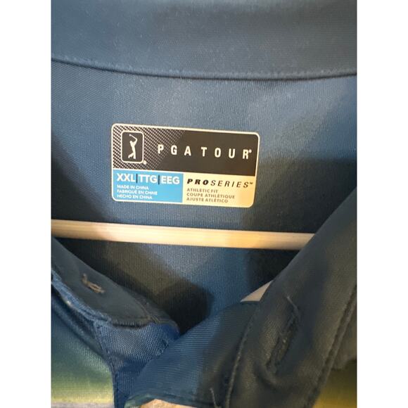 PGA Tour pro series Golf Shirt mens XXL-BTall blue/white,gray &white stripe - Picture 4 of 9